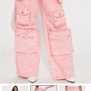 Fashion Nova Pink Cargo Jeans